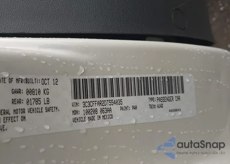 2013 Fiat 500 Pop z USA, uszkodzony, nr VIN 3C3CFFAR2DT554035